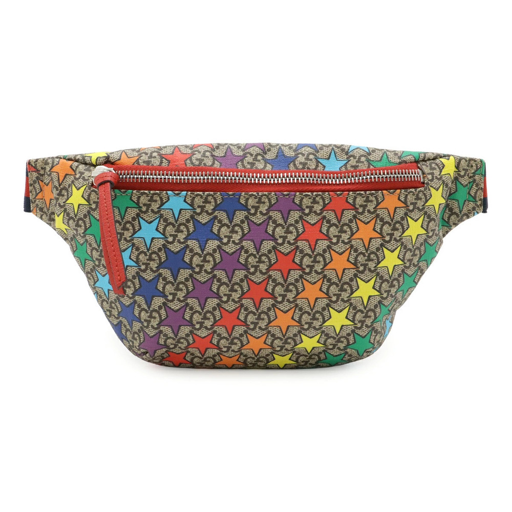Gucci GG Supreme Star Waist Pouch Clutch Body Bag Belt Beige Cream Multicolor